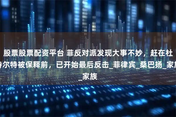 股票股票配资平台 菲反对派发现大事不妙，赶在杜特尔特被保释前，已开始最后反击_菲律宾_桑巴扬_家族