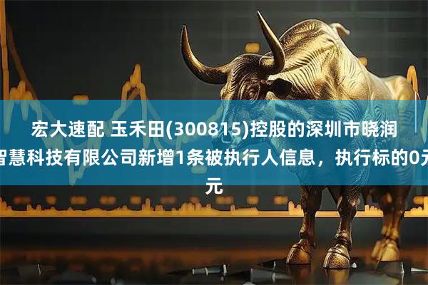 宏大速配 玉禾田(300815)控股的深圳市晓润智慧科技有限公司新增1条被执行人信息，执行标的0元