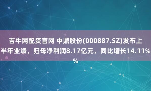吉牛网配资官网 中鼎股份(000887.SZ)发布上半年业绩，归母净利润8.17亿元，同比增长14.11%